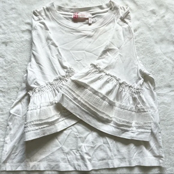 SEE BY CHLOE CREWNECK BELL SLEEVE COTTON TOP Size Small Chic Stylish MINIMALIST - Picture 6 of 11